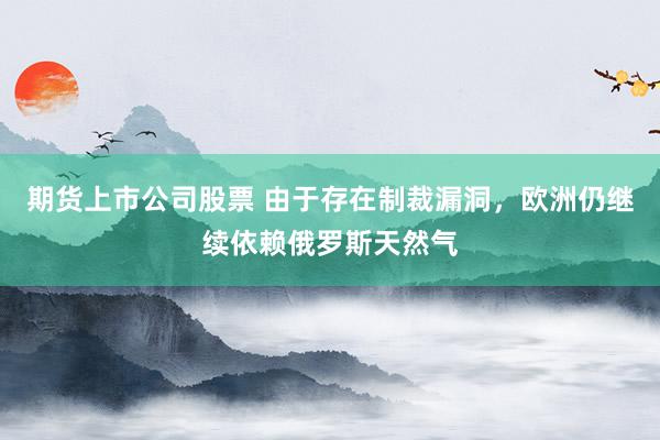 期货上市公司股票 由于存在制裁漏洞，欧洲仍继续依赖俄罗斯天然气